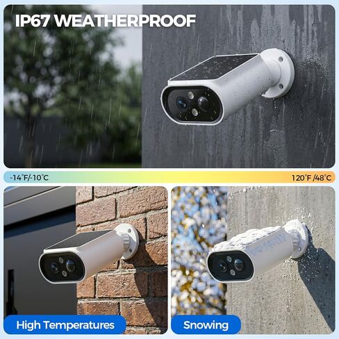 AlkiVision Solar Security Cameras Wireless Outdoor - 2K Night Color Vision Cameras for Home Security, AI Motion Detection, 360° View, Spotlight, 2-Way Audio, Siren, IP67 Waterproof, SD/Cloud Storage in Saudi Arabia