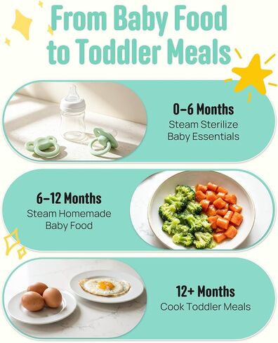 FeeKaa Baby Food Steamer Electric Steamers Stainless Steel Double-Tier | Food Steamer for Cooking Vegetables & Eggs, Steamer for Baby Food, Timer, Auto Shut-Off, Dishwasher-Safe, 3.2Qt Green in Kuwait