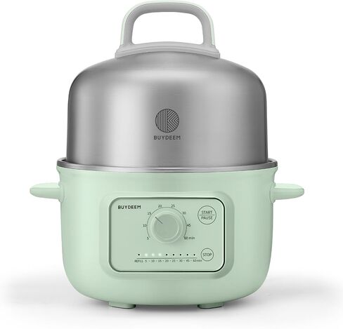 BUYDEEM G32 1.6Qt Electric Food Steamer, 8 Time Settings, Arctic White | Stainless Steel, Quick Steam, Baby Food Maker, High-Temperature Steam, Triple Protection, Healthy Cooking, 1-2 People in Saudi Arabia