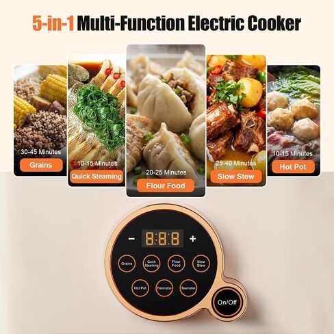 Kawu Electric Steamer for Cooking, 4-Tier Food Steamer with Hot Pot, 16Qt | 7-in-1 Smart Vegetable Steamer for Seafood, Corn, 12H Delay Start, Beep Alert, Digital Eggs Cooker for Home Kitchen, 1100W in Saudi Arabia
