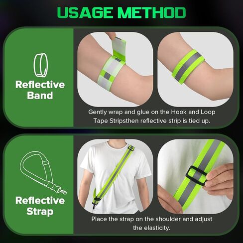 Reflective Sash for Night Walking, High Visibility Running Safety Gear with 2Pcs Reflective Armbands, Adjustable Cross-Body Reflective Belt for Men Women Kids, Essential Gear for Jogging Dog Walking in Kuwait
