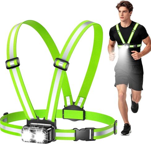 800LM Ultra Bright Running Lights for Runners, 7 Modes & 360° Reflective Running Gear, IPX4 Waterproof, 45° Adjustable Rechargeable Running Light for Walking/Hiking/Cycling/Working/Jogging in Kuwait