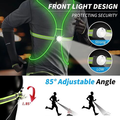 Ni-SHEN LED Reflective Running Vest with Front Light,Running Lights for Runners,Reflective Running Gear for Men/Women Running,Cycling or Walking, High Visibility Warning LED Lights in Saudi Arabia