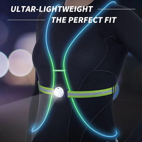 Ni-SHEN LED Reflective Running Vest with Front Light,Running Lights for Runners,Reflective Running Gear for Men/Women Running,Cycling or Walking, High Visibility Warning LED Lights in Saudi Arabia