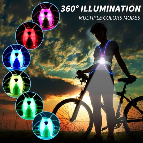 Ni-SHEN LED Reflective Running Vest with Front Light,Running Lights for Runners,Reflective Running Gear for Men/Women Running,Cycling or Walking, High Visibility Warning LED Lights in Saudi Arabia