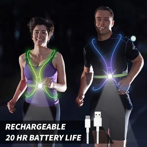 Ni-SHEN LED Reflective Running Vest with Front Light,Running Lights for Runners,Reflective Running Gear for Men/Women Running,Cycling or Walking, High Visibility Warning LED Lights in Saudi Arabia
