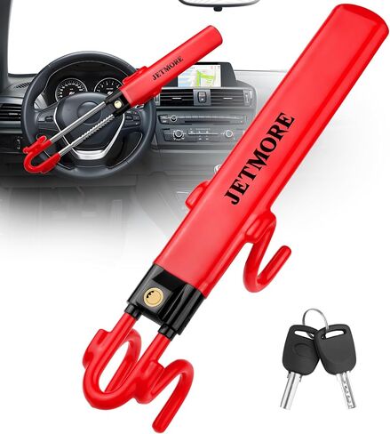 Steering Wheel Lock with Keys Adjustable Wheel Locks for Anti Theft | Double Hook Car Steering Wheel Lock Anti-Theft Device for Car Security & Theft Protection Car Accessories for Men Car Lock in Kuwait