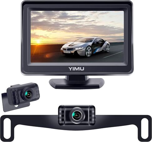YIMU Backup Camera System with License Plate Backup Reverse Camera, Easy Installation, Plug & Play, DIY Guide Lines, 150° Wide Angle, Night Vision, IP69K Waterproof, Optional Dual Bracket K4302 in Saudi Arabia
