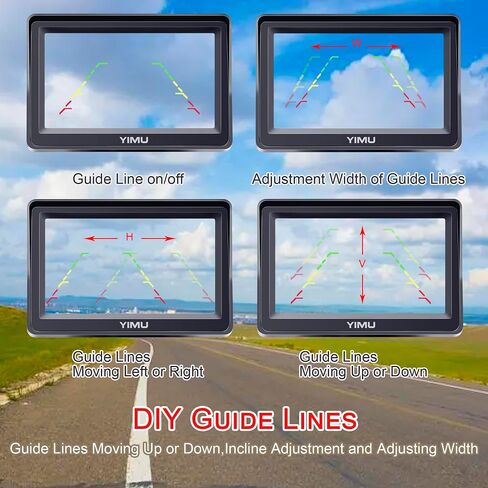 YIMU Backup Camera System with License Plate Backup Reverse Camera, Easy Installation, Plug & Play, DIY Guide Lines, 150° Wide Angle, Night Vision, IP69K Waterproof, Optional Dual Bracket K4302 in Saudi Arabia