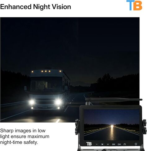 7" Solar Powered Wireless RV Backup Camera System – No Charging Needed, 100% Solar-Powered, Heavy-Duty Camera, Interference-Free Signal – American-Based, 1-Year Warranty in Saudi Arabia