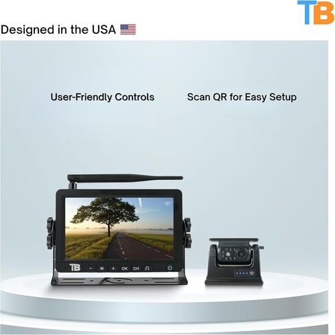 7" Solar Powered Wireless RV Backup Camera System – No Charging Needed, 100% Solar-Powered, Heavy-Duty Camera, Interference-Free Signal – American-Based, 1-Year Warranty in Saudi Arabia