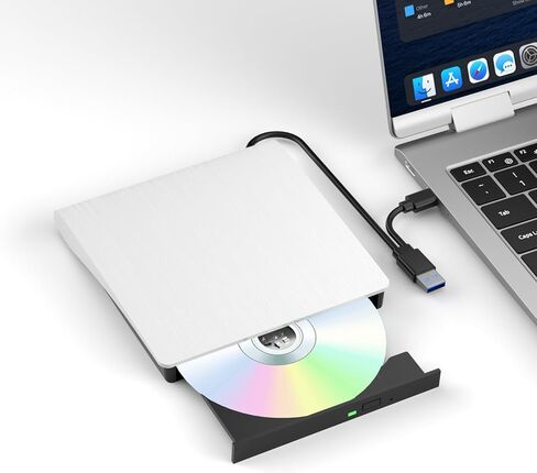 Yaeonku White External Blu-ray Drives, Portable 3D Bluray Burner External | Blu Ray Drive for PC Read & Write CD/DVD/BD, Ultra-portable Design Blu Ray Burner for Windows Vista/7/8/10/11 MacOS Linux in Saudi Arabia