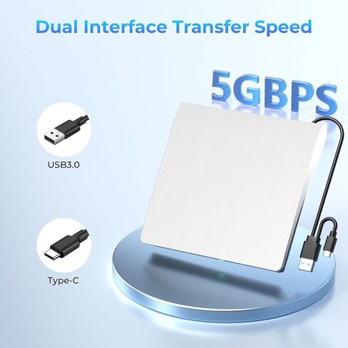 Yaeonku White External Blu-ray Drives, Portable 3D Bluray Burner External | Blu Ray Drive for PC Read & Write CD/DVD/BD, Ultra-portable Design Blu Ray Burner for Windows Vista/7/8/10/11 MacOS Linux in Saudi Arabia