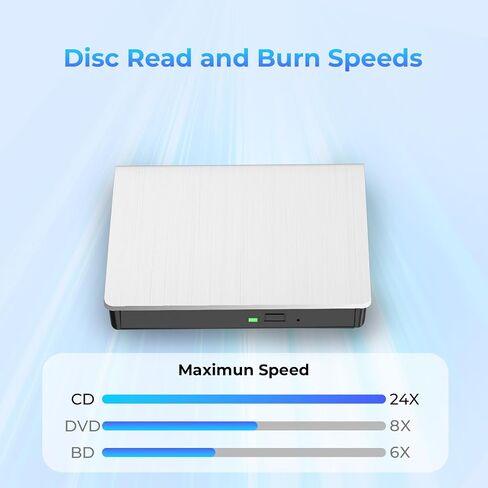Yaeonku White External Blu-ray Drives, Portable 3D Bluray Burner External | Blu Ray Drive for PC Read & Write CD/DVD/BD, Ultra-portable Design Blu Ray Burner for Windows Vista/7/8/10/11 MacOS Linux in Saudi Arabia