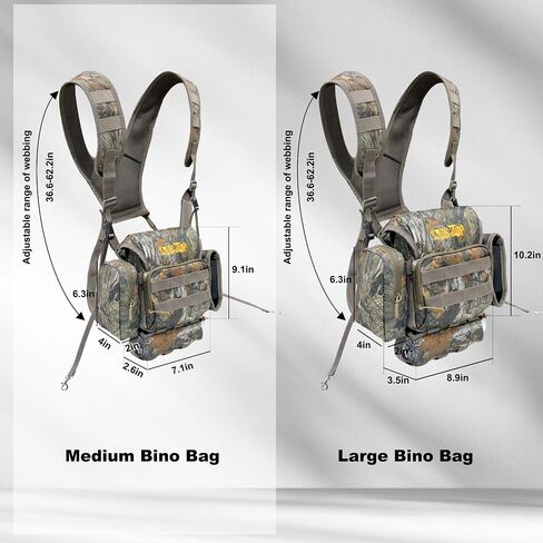 Binocular Harness Chest Pack with Magnetic Closure, Waterproof Bino Harness Rangefinder Pouch and Rain Cover for Hunting Hiking Birdwatching (Camo, L) in Saudi Arabia