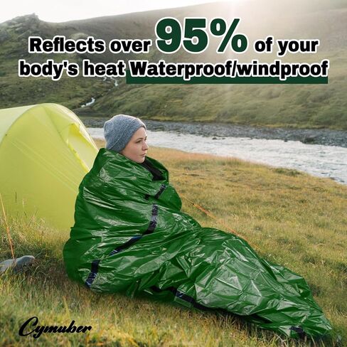 Emergency Sleeping Bag Survival Bag, Cymuber Portable Waterproof Thermal Bivy Sacks Tac Bivvy Bags,Camping Mylar Sleeping Bag Survival Gear Emergency Blankets Survival Shelter in Saudi Arabia