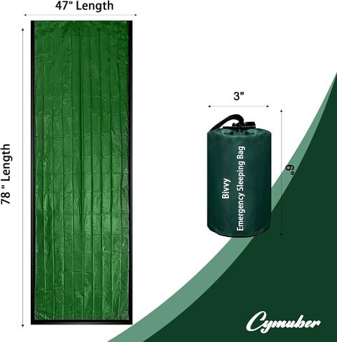 Emergency Sleeping Bag Survival Bag, Cymuber Portable Waterproof Thermal Bivy Sacks Tac Bivvy Bags,Camping Mylar Sleeping Bag Survival Gear Emergency Blankets Survival Shelter in Saudi Arabia