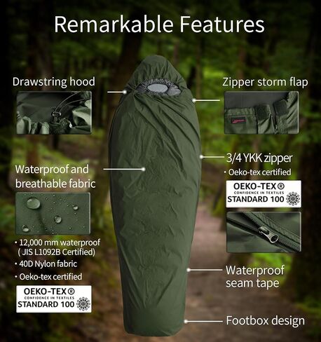 Bivy Sack Sleeping Bag Cover – Waterproof Mummy-Style, Compact & Lightweight Shelter for Stealth Camping Backpackers Wild bushcraft Equipment Outdoor Survival in Saudi Arabia