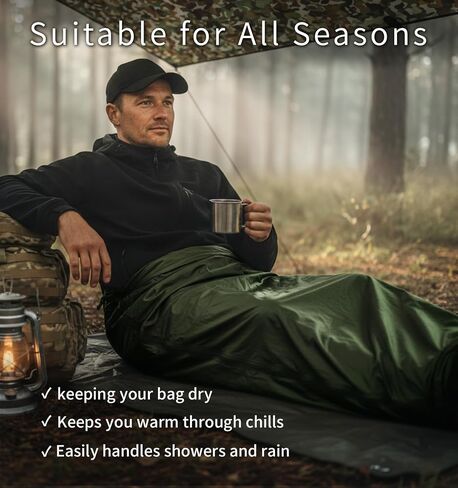 Bivy Sack Sleeping Bag Cover – Waterproof Mummy-Style, Compact & Lightweight Shelter for Stealth Camping Backpackers Wild bushcraft Equipment Outdoor Survival in Saudi Arabia
