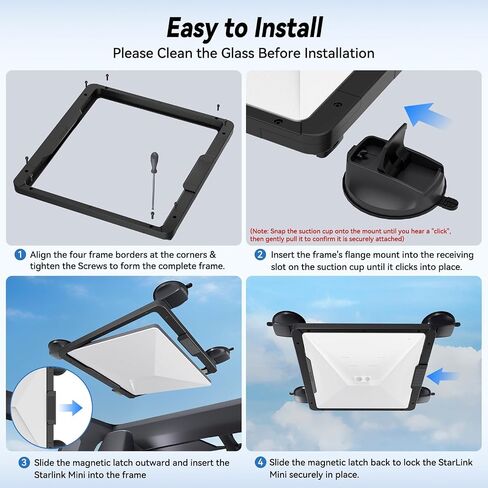 حامل Starlink Mini Mount، حامل Starlink Mini Suction Cup مع تصميم سريع التحرير، مجموعة تثبيت أطباق الأقمار الصناعية القوية والآمنة، ملحقات Starlink Mini للسيارات/RV/القوارب/فتحة السقف/النوافذ/الزجاج in Kuwait