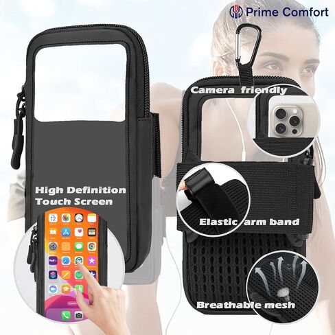 Phone Holder for Running, Walking, and Workout - Adjustable Arm Band Armband for iPhone and Cell Phones - Clear Crossbody Phone Pouch Purse with Strap for Women Men in Saudi Arabia