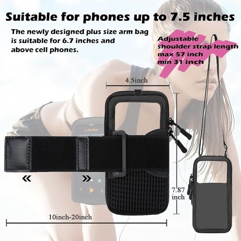 Phone Holder for Running, Walking, and Workout - Adjustable Arm Band Armband for iPhone and Cell Phones - Clear Crossbody Phone Pouch Purse with Strap for Women Men in Saudi Arabia