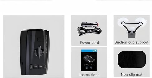 Upgraded Radar Detector, Radar Detectors for Cars, Up to 1100 Yards Long Range Detection, X/K/Ka/KU/ST/CT Band & Laser Detection with Voice Alert, Intelligent False Alert Filter Black in Kuwait