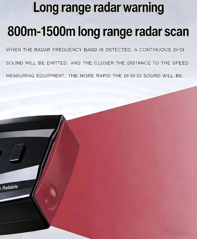 Upgraded Radar Detector, Radar Detectors for Cars, Up to 1100 Yards Long Range Detection, X/K/Ka/KU/ST/CT Band & Laser Detection with Voice Alert, Intelligent False Alert Filter Black in Kuwait