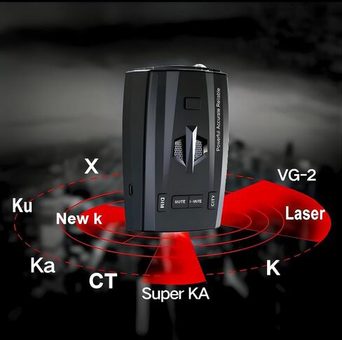 Upgraded Radar Detector, Radar Detectors for Cars, Up to 1100 Yards Long Range Detection, X/K/Ka/KU/ST/CT Band & Laser Detection with Voice Alert, Intelligent False Alert Filter Black in Kuwait