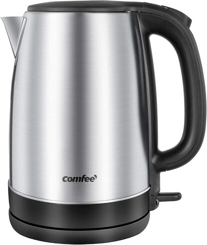 Comfee 1.7L Stainless Steel Electric Tea Kettle, BPA-Free Hot Water Boiler, Cordless with LED Light, Auto Shut-Off and Boil-Dry Protection, 1500W Fast Boil in Saudi Arabia