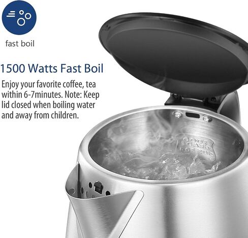 Comfee 1.7L Stainless Steel Electric Tea Kettle, BPA-Free Hot Water Boiler, Cordless with LED Light, Auto Shut-Off and Boil-Dry Protection, 1500W Fast Boil in Saudi Arabia