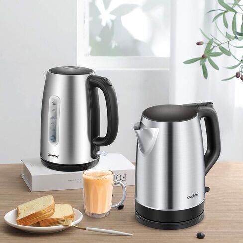 Comfee 1.7L Stainless Steel Electric Tea Kettle, BPA-Free Hot Water Boiler, Cordless with LED Light, Auto Shut-Off and Boil-Dry Protection, 1500W Fast Boil in Saudi Arabia