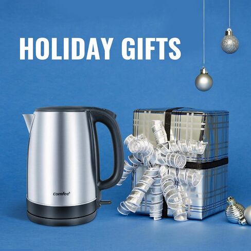 Comfee 1.7L Stainless Steel Electric Tea Kettle, BPA-Free Hot Water Boiler, Cordless with LED Light, Auto Shut-Off and Boil-Dry Protection, 1500W Fast Boil in Saudi Arabia