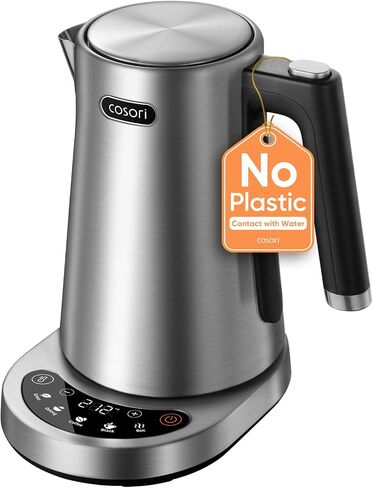 Cosori Stainless Steel Electric Kettle with Temperature Control, 1.7L | No Plastic Contact with Water, 5 Presets, ±5°F Temp Control, 60-Min Keep Warm, Dual Lid Opening, Tea, Coffee & Hot Water in Saudi Arabia