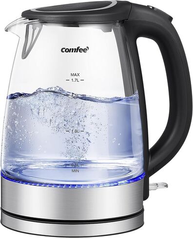COMFEE' Glass Electric Kettle, 1.7L Fast Boil with LED Indicator in Saudi Arabia