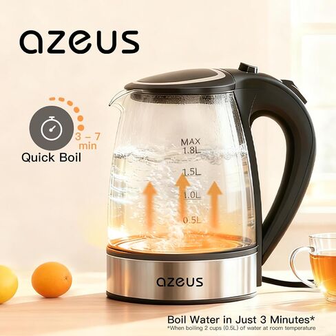 AZEUS Electric Kettle 1800W Cool Touch Tea Kettle Anti-scalding Design 1.8L Large Capacity Kettle BPA-Free, White in Saudi Arabia