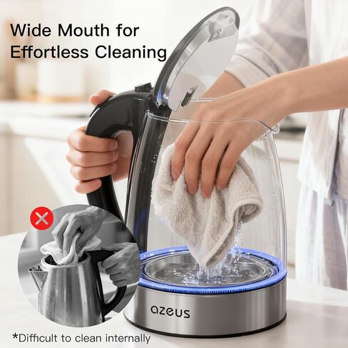 AZEUS Electric Kettle 1800W Cool Touch Tea Kettle Anti-scalding Design 1.8L Large Capacity Kettle BPA-Free, White in Saudi Arabia
