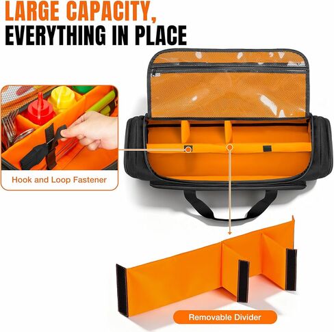 HODRANT Camp Grill Tool Storage Bag, Portable BBQ Utensil Case with Divider | Large Grill Accessories Storage Caddy with Multi Pockets, 22 x 8 x 8 inches Kitchen Utensil Organizer for Camping, Bag Only in Saudi Arabia