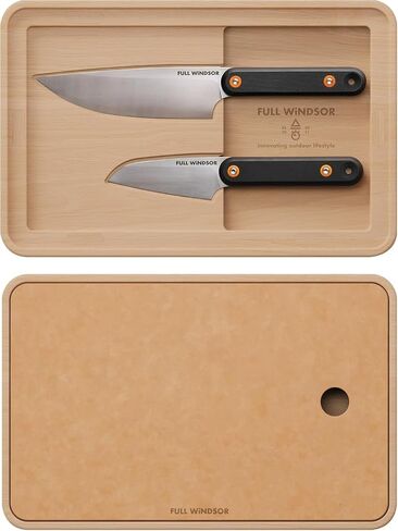MagKnives Magnetic Camping Cutting Board and Knife Set | Portable Camping Kitchen Prep Kit - 2 Wood Cutting Boards, 6" Chef Knife, 3.5" Utility Knife, Carry Bag for Outdoor Cooking in Kuwait