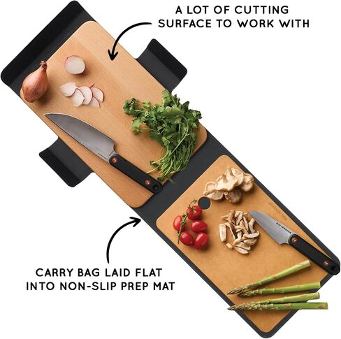 MagKnives Magnetic Camping Cutting Board and Knife Set | Portable Camping Kitchen Prep Kit - 2 Wood Cutting Boards, 6" Chef Knife, 3.5" Utility Knife, Carry Bag for Outdoor Cooking in Kuwait