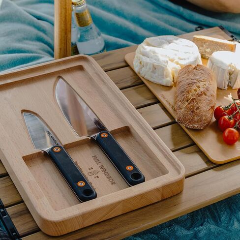 MagKnives Magnetic Camping Cutting Board and Knife Set | Portable Camping Kitchen Prep Kit - 2 Wood Cutting Boards, 6" Chef Knife, 3.5" Utility Knife, Carry Bag for Outdoor Cooking in Kuwait