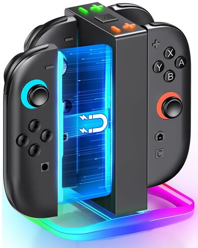 Mocagen Controller Charger for Nintendo Switch 2, Magnetic 4 in 1 Joy-Con Holder, Dynamic Light, Fast 2H Charge Compatible with Switch 2 Joy Con Charger Station Accessories in Saudi Arabia