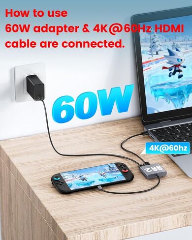 Juylay Aluminum Alloy Switch 2 Dock, 3-in-1 Portable Docking Station | TV Adapter, with HDMI 4K@60Hz, USB 3.2, PD 100W Ports, for Switch 2/1/OLED/ROG Ally/Legion GO, Travel Use, Plug-and-Play in Saudi Arabia