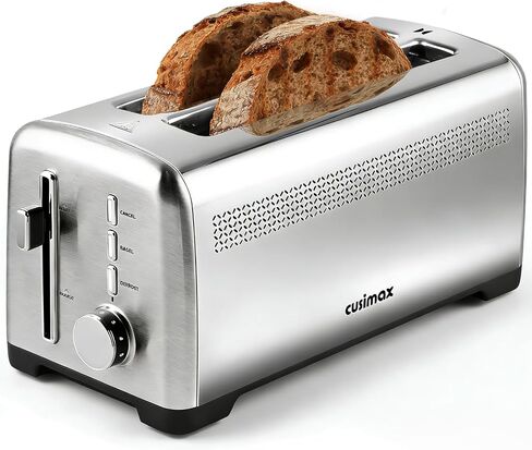 4 Slice Toaster, CUSIMAX Long Slot Toaster for Sourdough, Stainless Steel | High-Lift Quick Glance, Bagel, Defrost & Cancel, 9 Browning Levels, Extra-Long Slots Fit Artisan Bread & Thick Texas Toast in Saudi Arabia