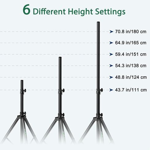 Pair of Speaker Tripod Stands 43.7"-70.8" PA DJ 35mm Mount Insert | Metal, Speaker Stands Pair, Height Adjustable, Floor in Saudi Arabia
