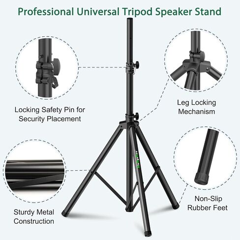 Pair of Speaker Tripod Stands 43.7"-70.8" PA DJ 35mm Mount Insert | Metal, Speaker Stands Pair, Height Adjustable, Floor in Saudi Arabia