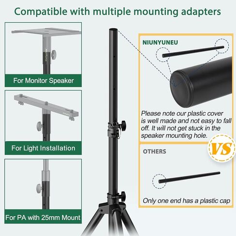 Pair of Speaker Tripod Stands 43.7"-70.8" PA DJ 35mm Mount Insert | Metal, Speaker Stands Pair, Height Adjustable, Floor in Saudi Arabia
