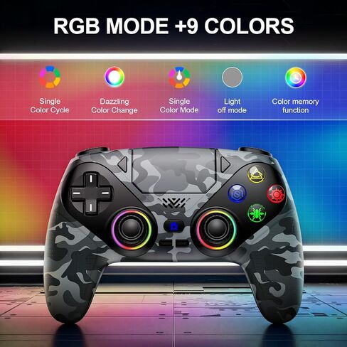 Nonbliep for PS5 Controller, Wireless Controller for PlayStation 5, PS5 Slim/Pro & PC, with 9 Colors RGB Light, Dual Vibration, Turbo, Programmable, 3.5mm Audio Jack & Speaker (Camouflage) in Saudi Arabia