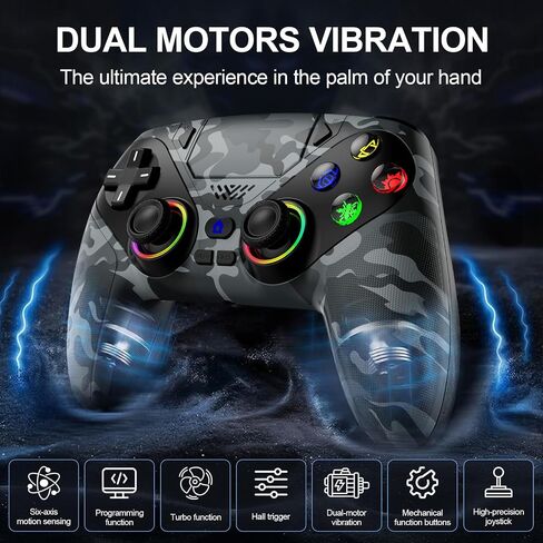 Nonbliep for PS5 Controller, Wireless Controller for PlayStation 5, PS5 Slim/Pro & PC, with 9 Colors RGB Light, Dual Vibration, Turbo, Programmable, 3.5mm Audio Jack & Speaker (Camouflage) in Saudi Arabia