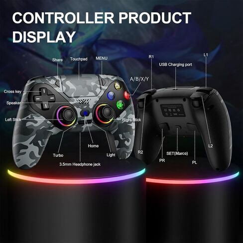 Nonbliep for PS5 Controller, Wireless Controller for PlayStation 5, PS5 Slim/Pro & PC, with 9 Colors RGB Light, Dual Vibration, Turbo, Programmable, 3.5mm Audio Jack & Speaker (Camouflage) in Saudi Arabia